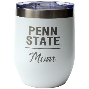 wine tumbler white with etched Penn State Mom